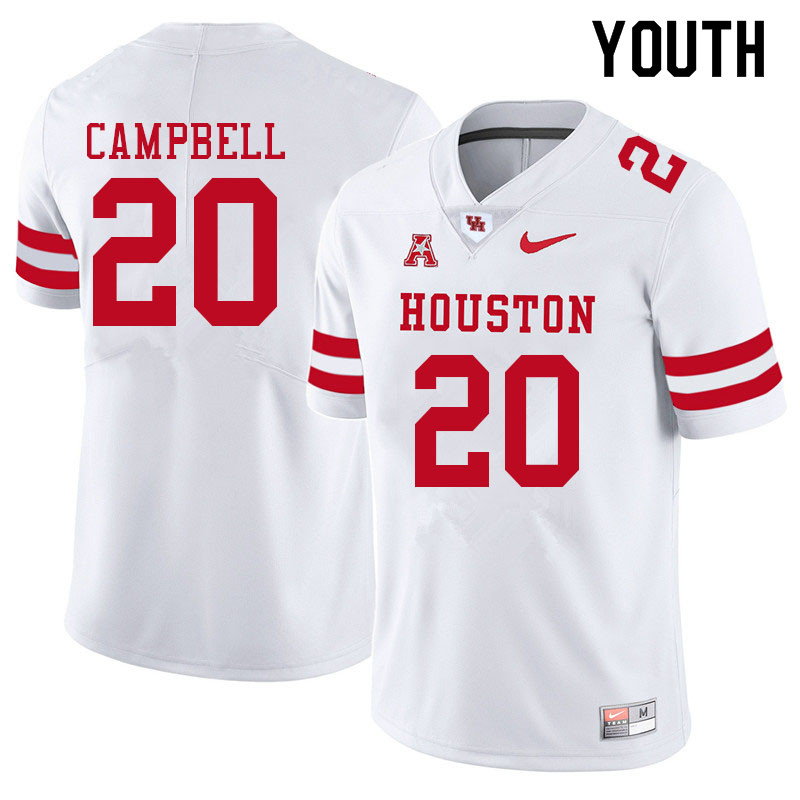 Youth #20 Brandon Campbell Houston Cougars College Football Jerseys Sale-White